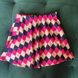 Forever 21 Pink, Navy & Cream Argyle Skirted Shorts